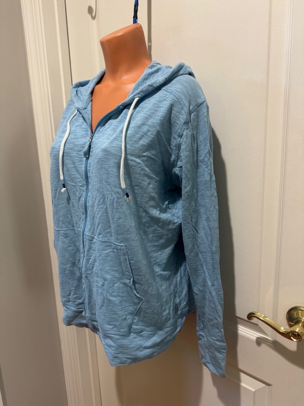 EDDIE BAUER Blue Burnout Cotton Zip Hooded Jacket L Large EUC $55 KL - Picture 3 of 13